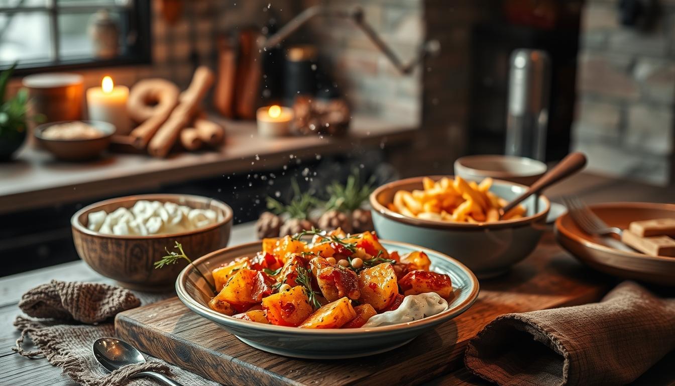 Comforting family dinner served at home