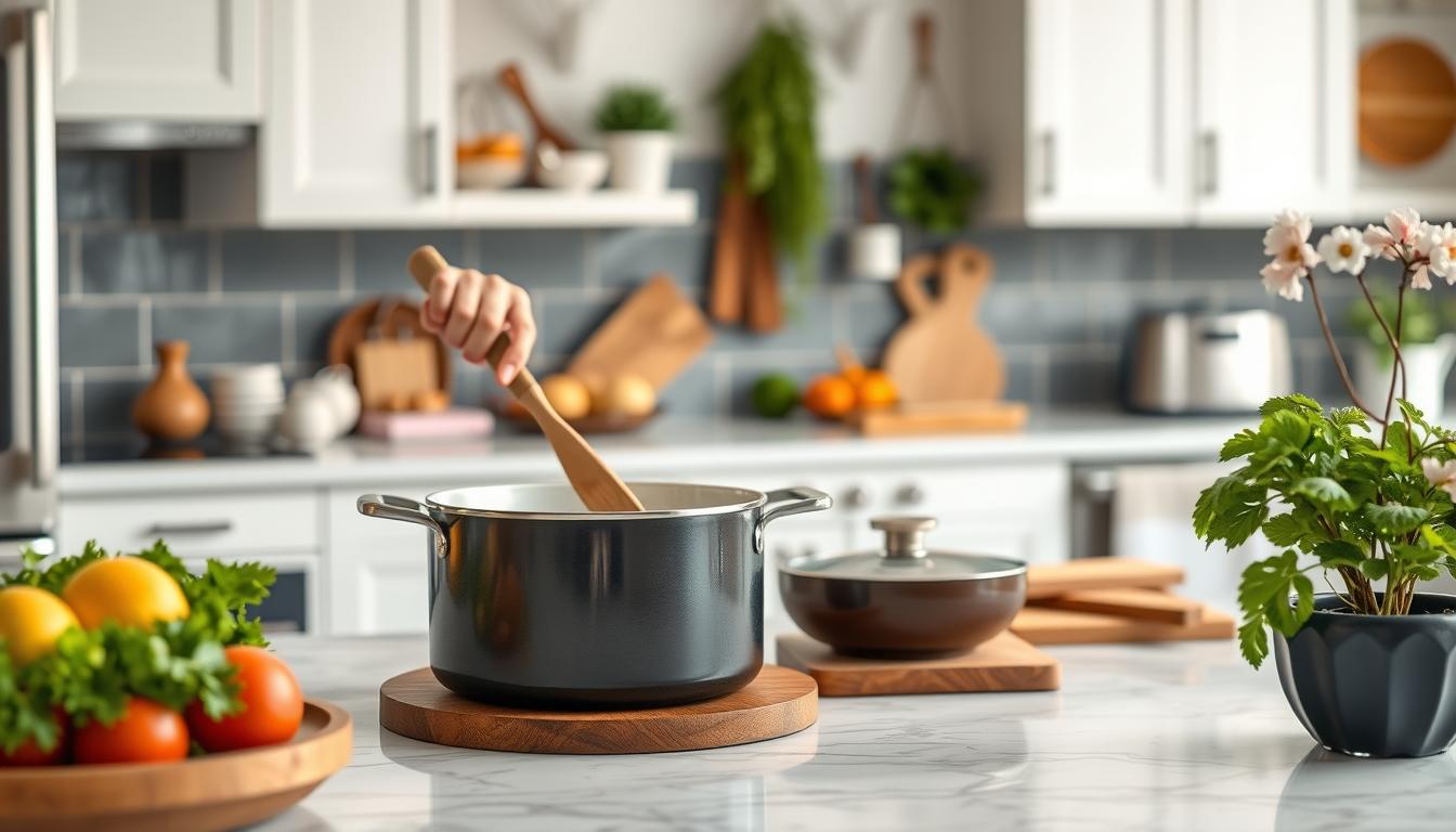 Balanced healthy meal prepared in a home kitchen